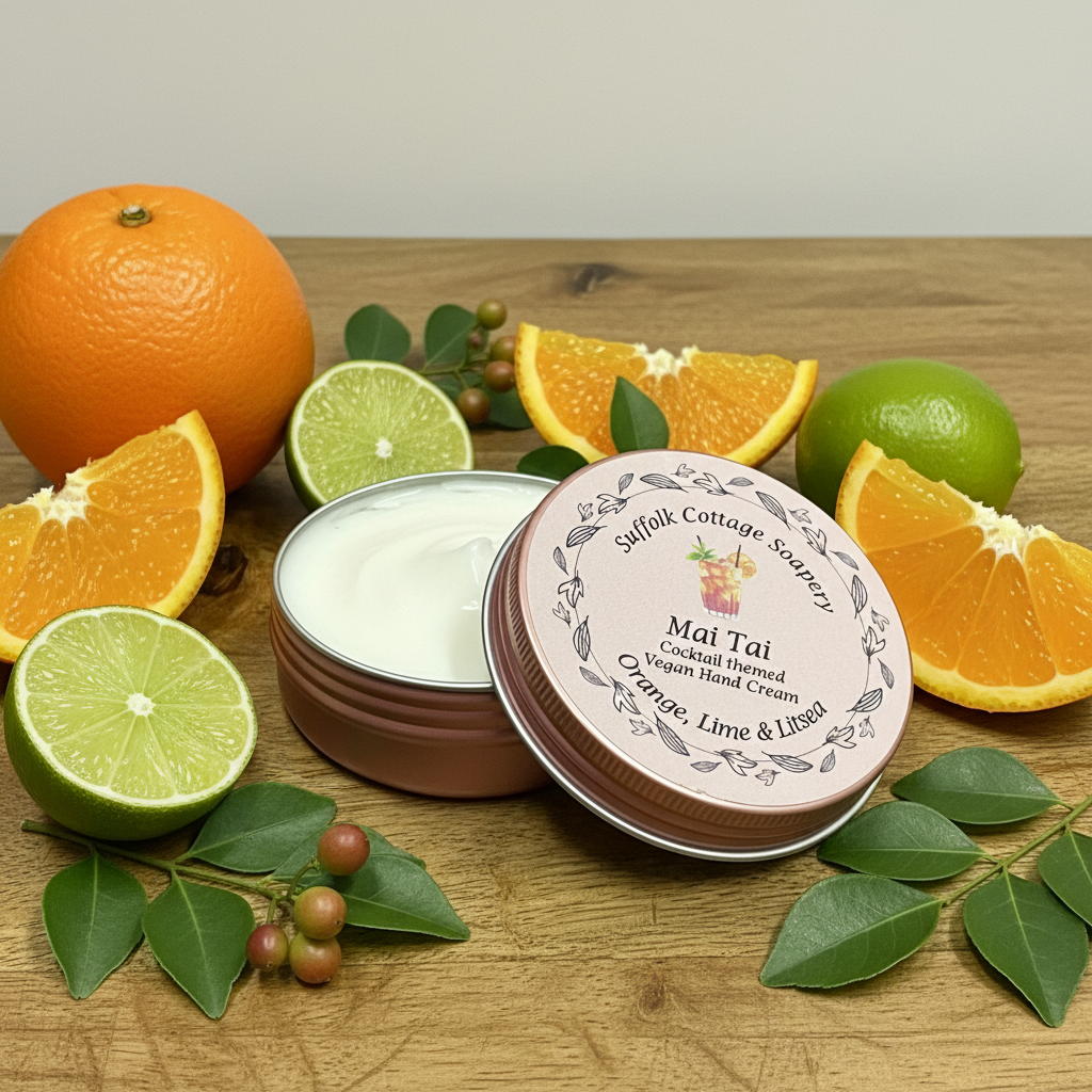 Mai Tai Cocktail themed Vegan Hand Cream with oranges, limes and litsea