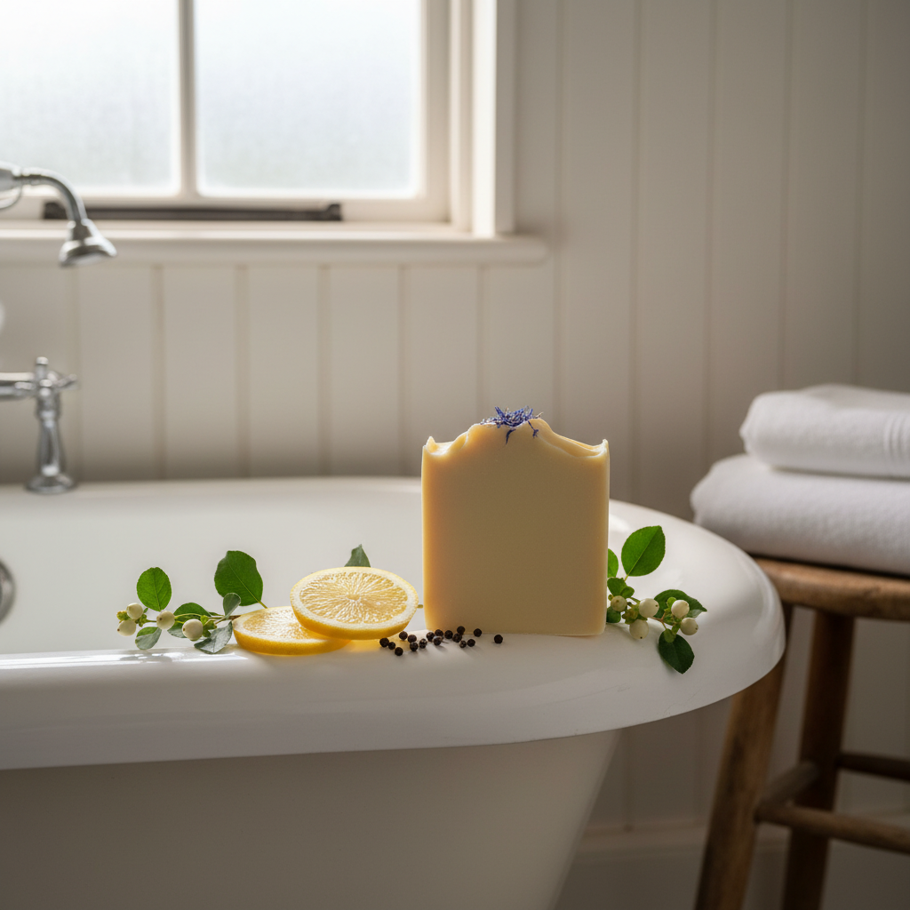 Lemon, Black Pepper & Litsea Soap - Country Bathroom