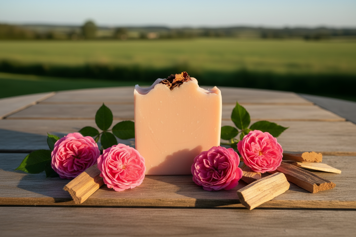 Rose Geranium Soap with Roses and Cedarwood